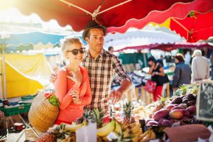 A couple at the Salt Air Farmers Market